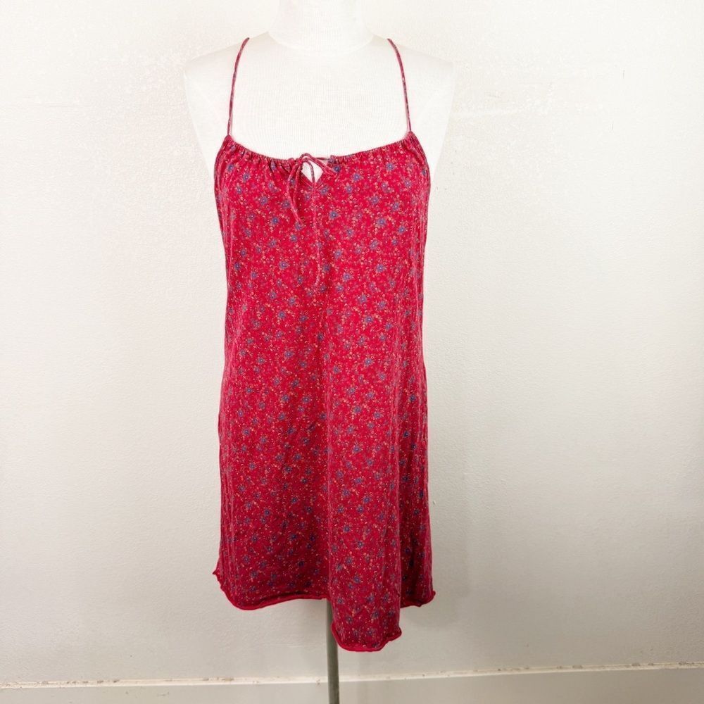 Ralph Lauren Red 90s Y2K Halter Floral Mini Sundress Large